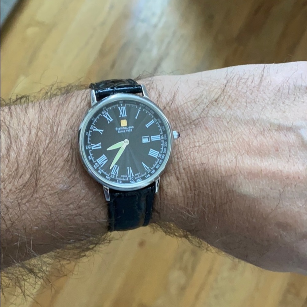 Steinhausen Swiss movement black leather watch​ - Picture 6 of 6